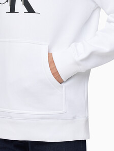 Buy 남성 롱슬리브 릴렉스핏 모노그램 기모후디 in color BRIGHT WHITE