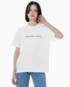 Buy 여성 보이프렌드핏 코튼 스트레치 반팔 티셔츠 in color BRIGHT WHITE