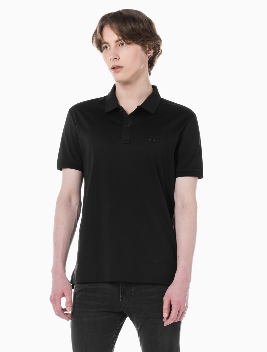Buy 남성 톤온톤 로고 레귤러핏 폴로 반팔 티셔츠 in color CK BLACK
