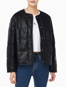 Buy 여성 폭스 레더 퀼팅 자켓 in color BLACK