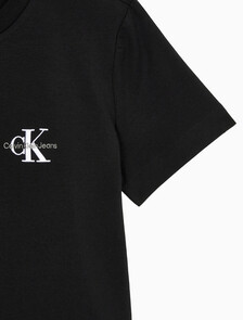 Buy 여성 스몰 모노그램 모던 스트레이트핏 반팔 티셔츠 in color CK BLACK