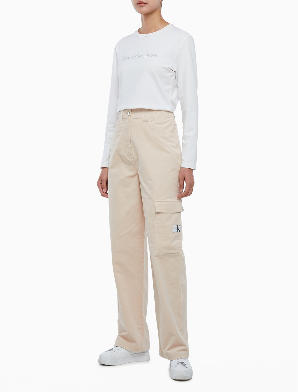 Buy 여성 하이라이즈 코듀로이 팬츠 in color PINK BEIGE