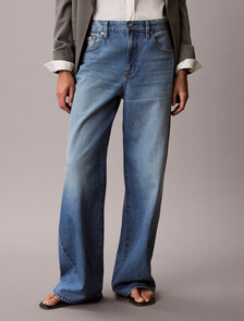 Buy 여성 와이드레그 에코 데님 in color Mid Blue