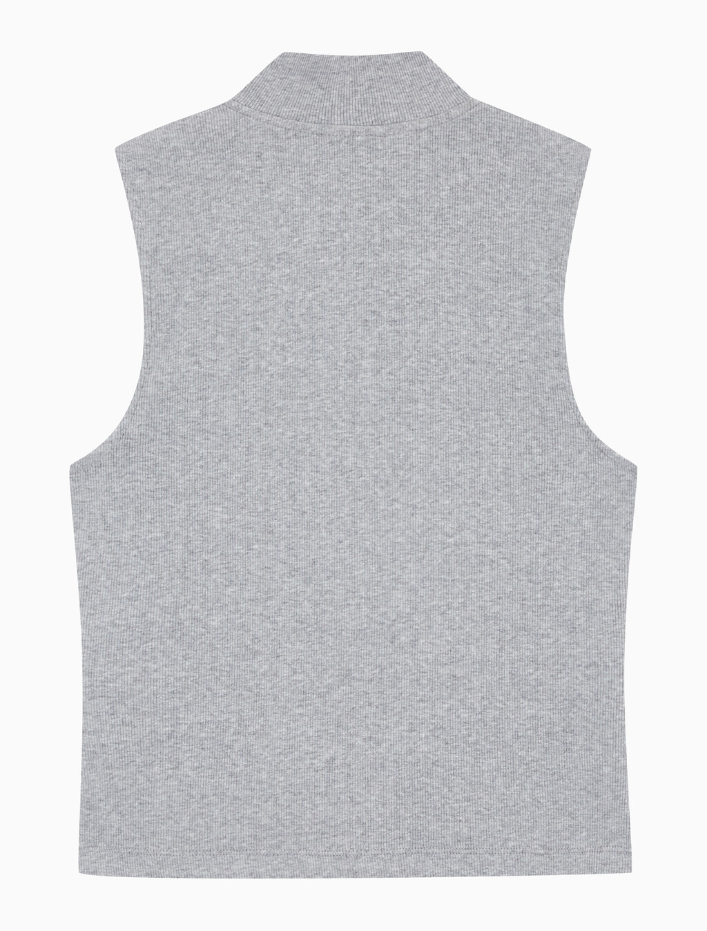 Buy 여성 우븐라벨 슬리브리스 하프 집업 탑 in color HEROIC GREY HEATHER