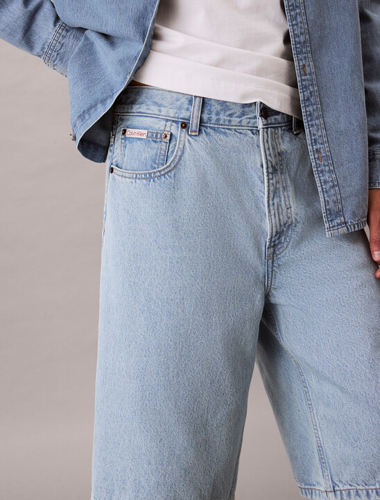 데님 라이트 블루 롱 쇼츠