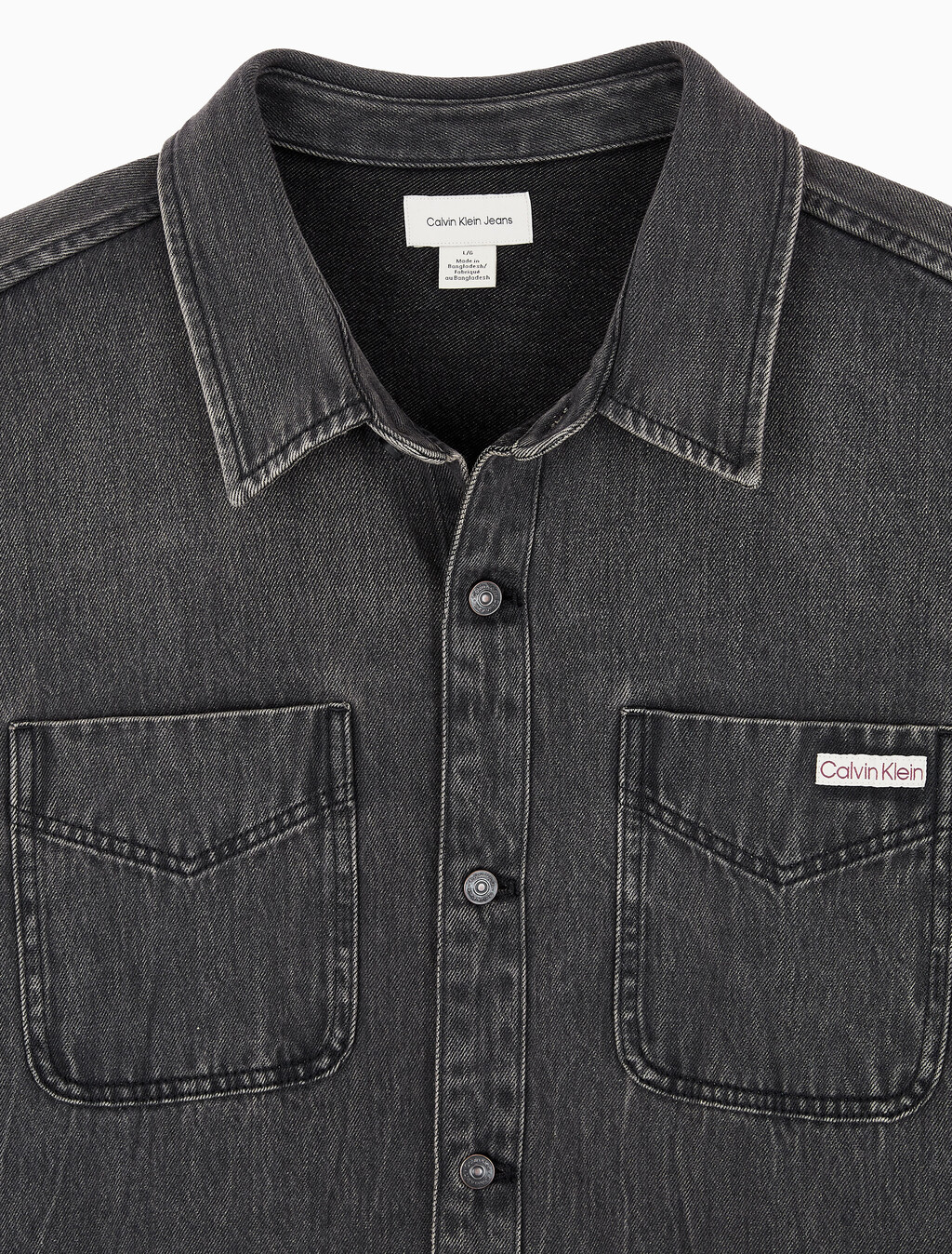 Buy 남성 오버핏 블랙 워시 데님 셔츠 in color BLACK FOG