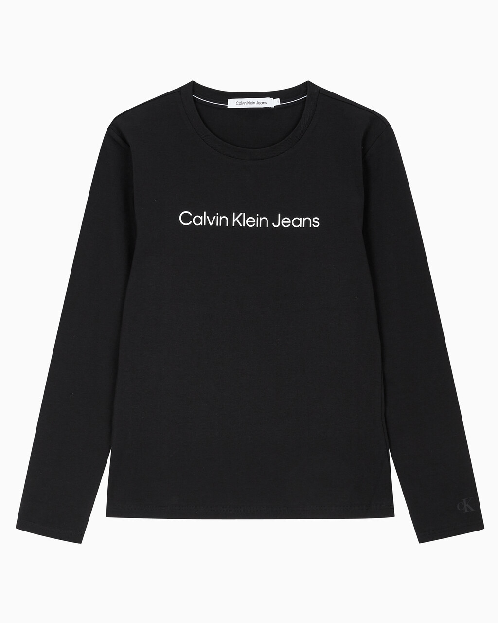 Buy 여성 슬림핏 인스티튜셔널 로고 긴팔 티셔츠 in color CK BLACK