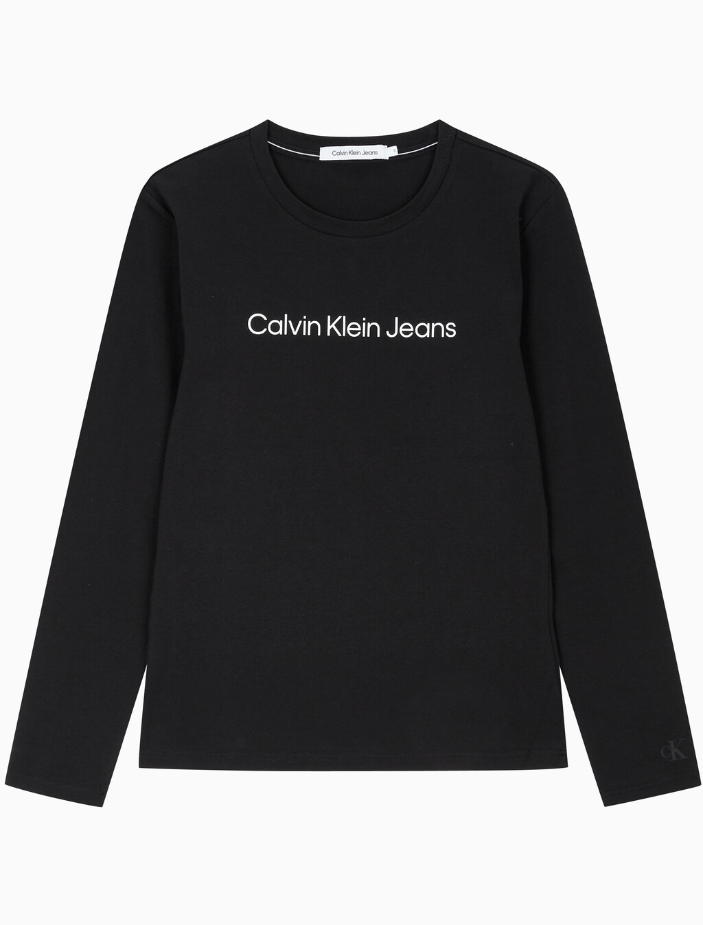 Buy 여성 슬림핏 인스티튜셔널 로고 긴팔 티셔츠 in color CK BLACK