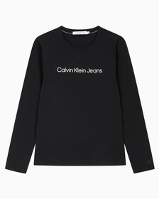 Buy 여성 슬림핏 인스티튜셔널 로고 긴팔 티셔츠 in color CK BLACK