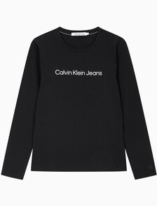 Buy 여성 슬림핏 인스티튜셔널 로고 긴팔 티셔츠 in color CK BLACK