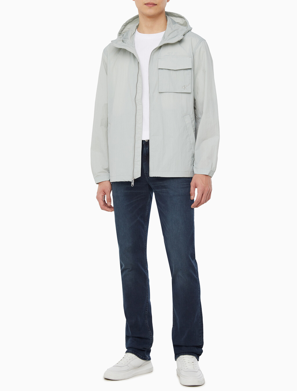 Buy 남성 릴렉스핏 라이트 후드 나일론 집업 자켓 in color PURITAN GRAY