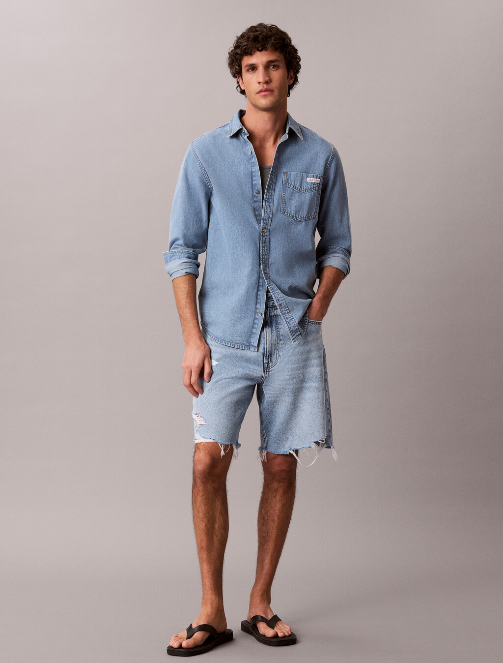 Buy 라이트 웨이트 에코쿨 90s 데님 쇼츠 in color Yellow