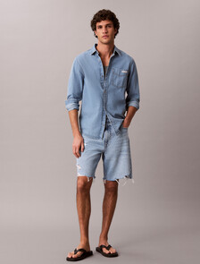 Buy 라이트 웨이트 에코쿨 90s 데님 쇼츠 in color Yellow