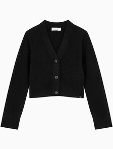 Buy 여성 플러피 얀 스웨터 가디건 in color CK BLACK