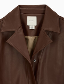 Buy 여성 폭스 레더 셔츠 in color Red brown