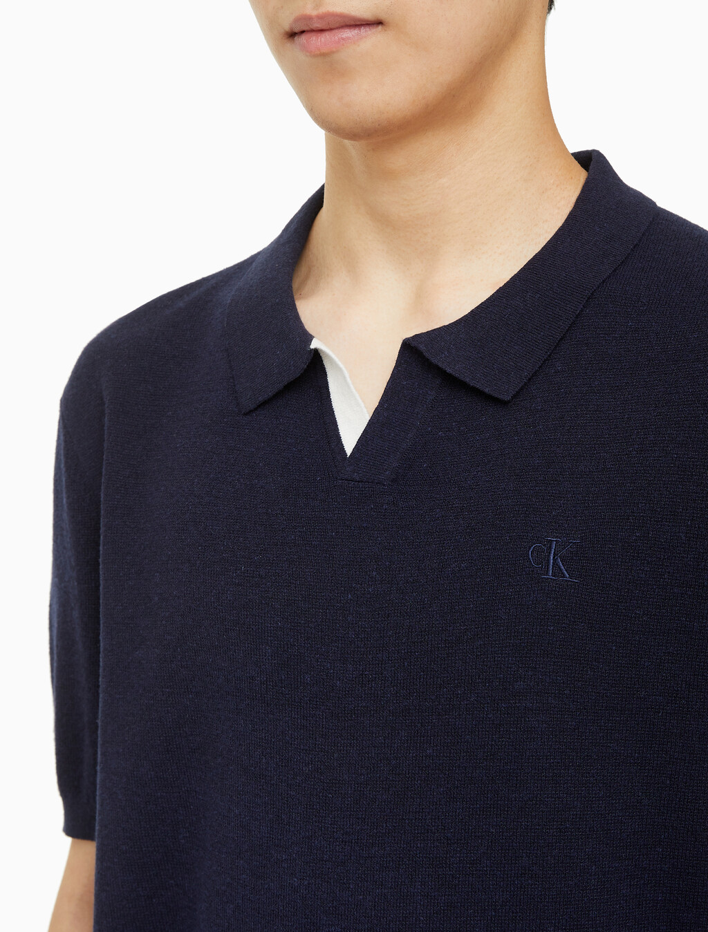 Buy 남성 엠브로이더리 로고 폴로 반팔 스웨터 in color NIGHT SKY