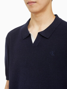 Buy 남성 엠브로이더리 로고 폴로 반팔 스웨터 in color NIGHT SKY