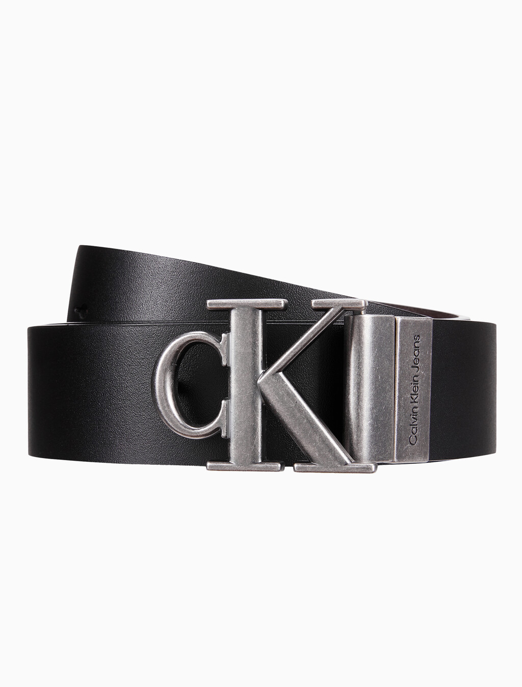 Buy 남성 CKJ 모노그램 플라크 양면 벨트 35mm in color BLACK/DARK BROWN