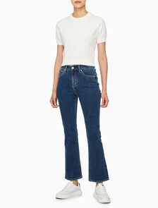 Buy 여성 크롭 반팔 스웨터 in color WHITE