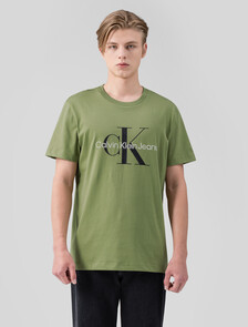 Buy 남성 레귤러핏 모노그램 엠브로이더리 로고 반팔 티셔츠  in color KHAKI