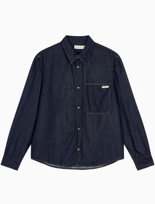 Buy 남성 레귤러핏 린스블루 데님 셔츠 in color BLUE BLACK HANGER LOOP