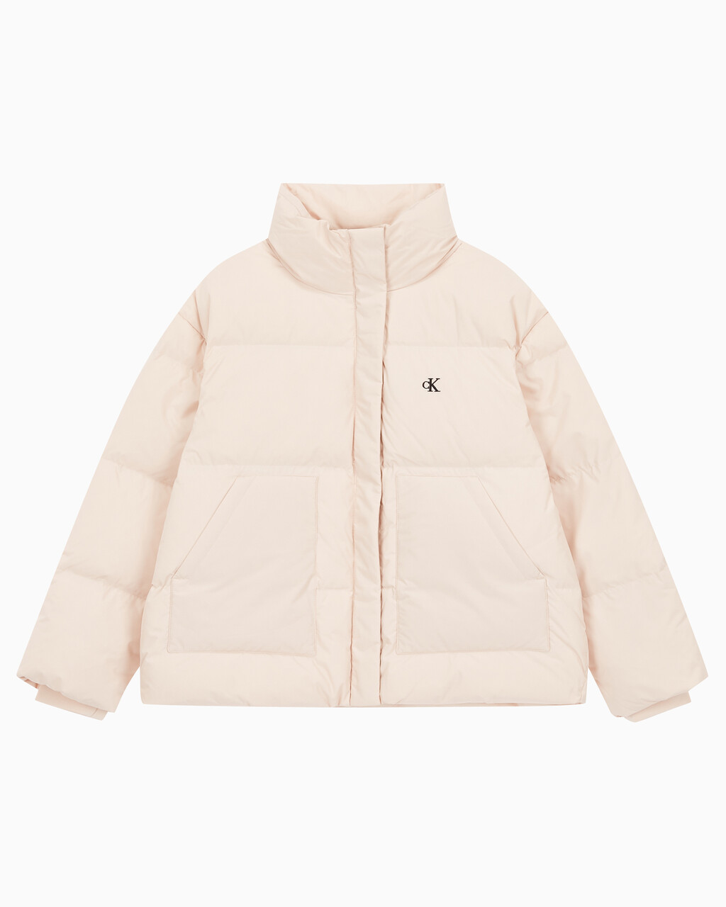 Buy 여성 숏 렝스 스탠드 카라 푸퍼 다운 재킷 in color PINK BEIGE