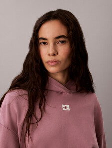 Buy 여성 우븐라벨 워시드 테리 후디 in color DUSKY ORCHID