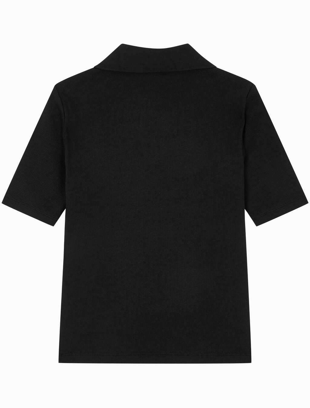 Buy 여성 슬림핏 브이넥 폴로 in color BLACK