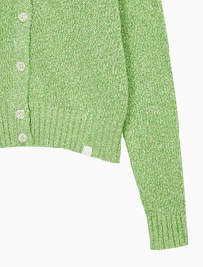 Buy 여성 청키 코튼 버튼업 가디건 in color SUMMER GREEN COMBO