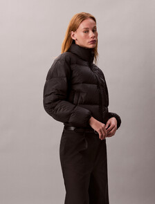 Buy 여성 셔닐 로고 푸퍼 다운 in color BLACK