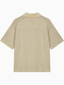 Buy 남성 캠프 카라 텍스처 반팔 스웨터 in color PALE KHAKI
