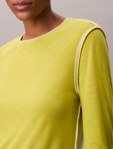Buy 여성 L/S 쉬어 울 인사이드 아웃 티셔츠 in color yellow