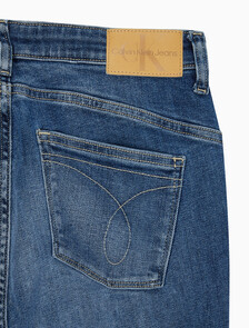 Buy 여성 하이라이즈 부츠핏 미드블루 데님 in color BLUE BLACK HANGER LOOP