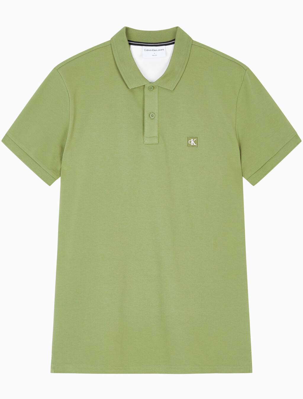 Buy 남성 슬림핏 CK 로고 뱃지  폴로 티셔츠 in color KHAKI