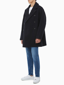 Buy 남성 롱슬리브 더블 버튼 피코트 in color BLACK BEAUTY