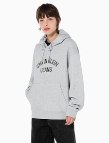 Buy 남녀공용 커브드로고 후디 in color LIGHT GREY HEATHER