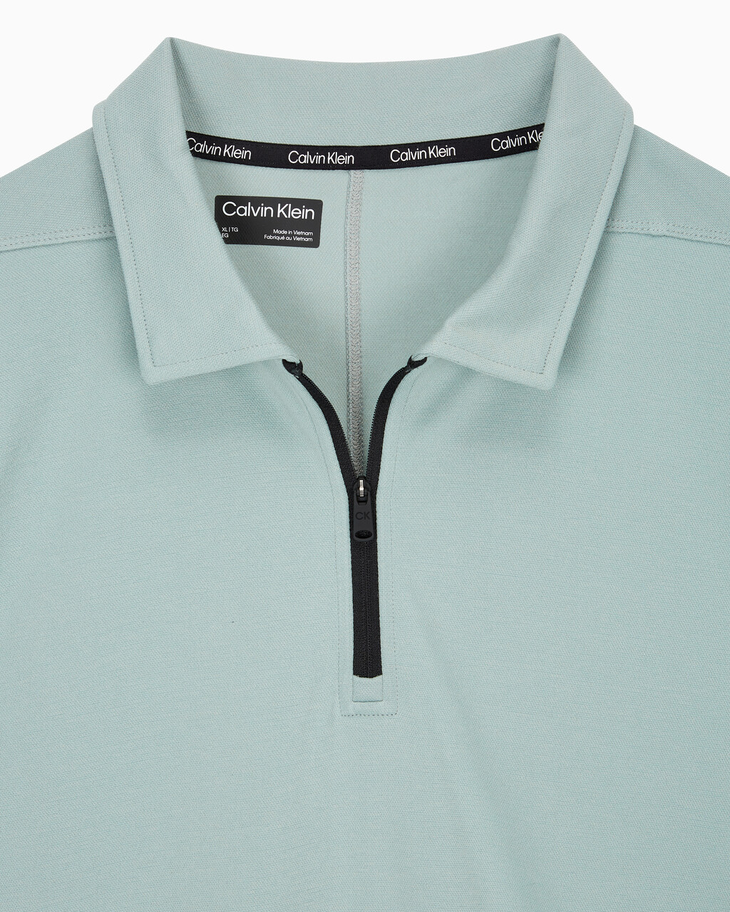 Buy 남성 리플렉티브 로고 레귤러 핏 기능성 집업 폴로 티셔츠 in color GREEN MILIEU