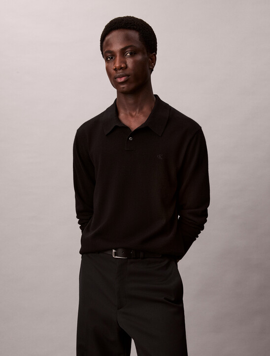 남성 메리노 울 폴로 스웨터