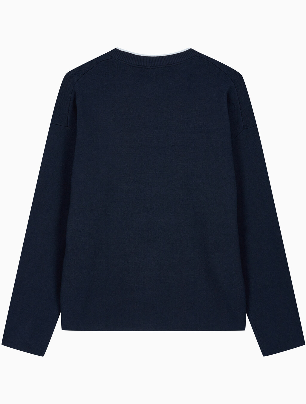 Buy 남성 엠보스드 로고 크루넥 스웨터 in color DARK SAPPHIRE