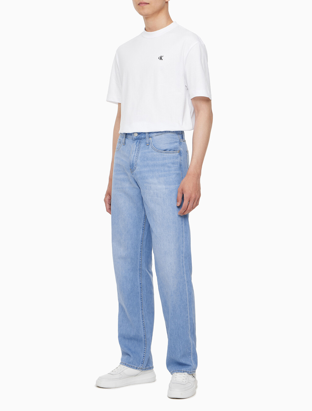Buy 남성 90's 스트레이트핏 라이트블루 린넨 데님 in color CHALKY BLUE