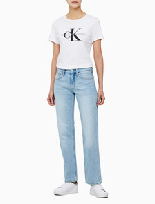 Buy 여성 로우라이즈 스트레이트핏 라이트블루 데님 in color CHALKY BLUE