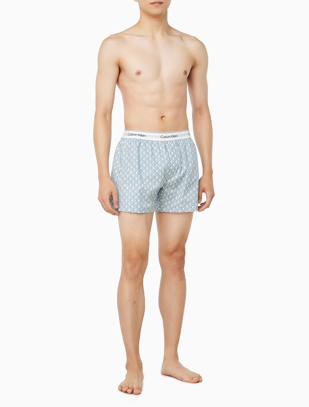 Buy 남성 코튼 포플린 박서 in color White Print