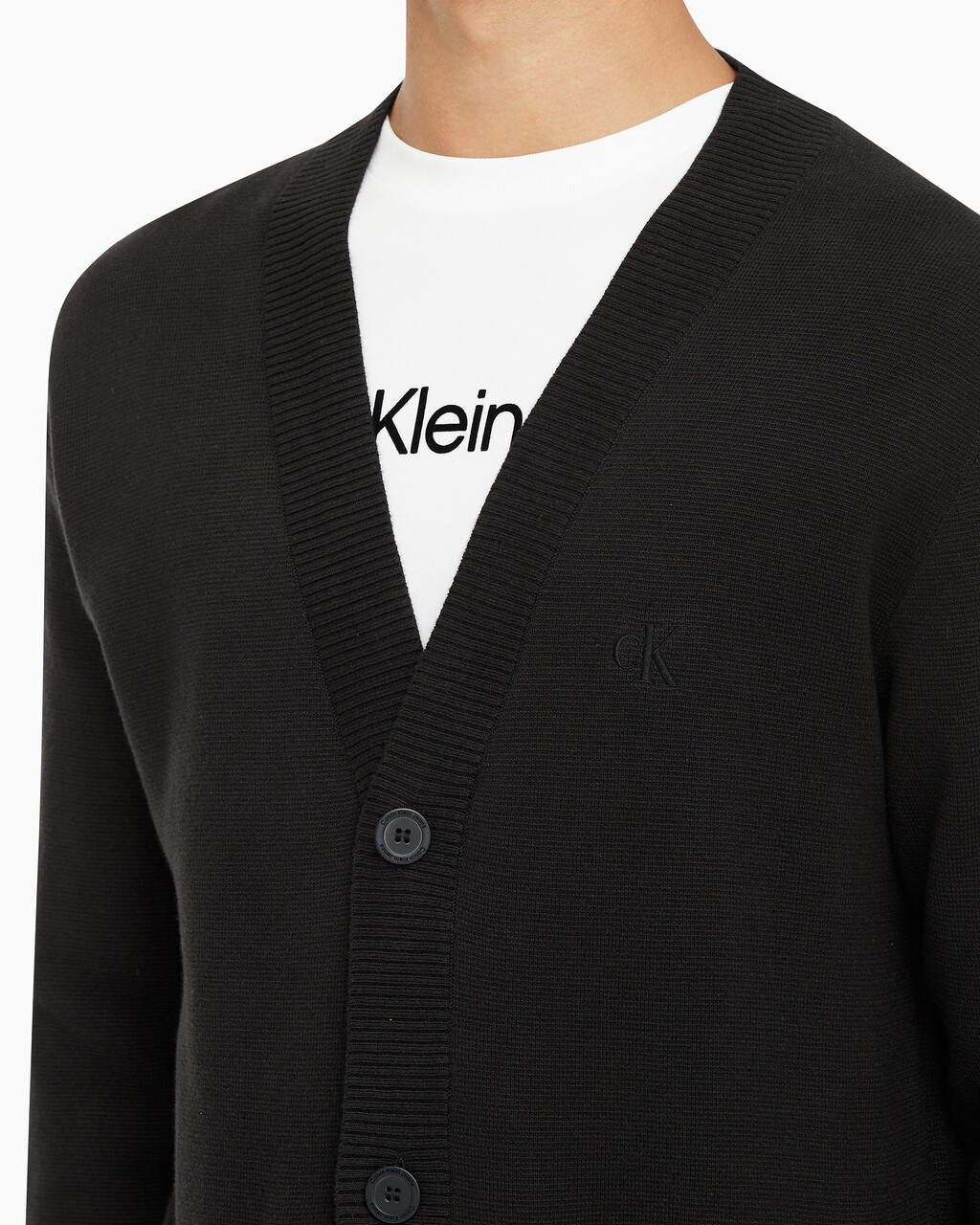 Buy 남성 스트라이프 CK 로고 코튼 가디건 in color CK BLACK