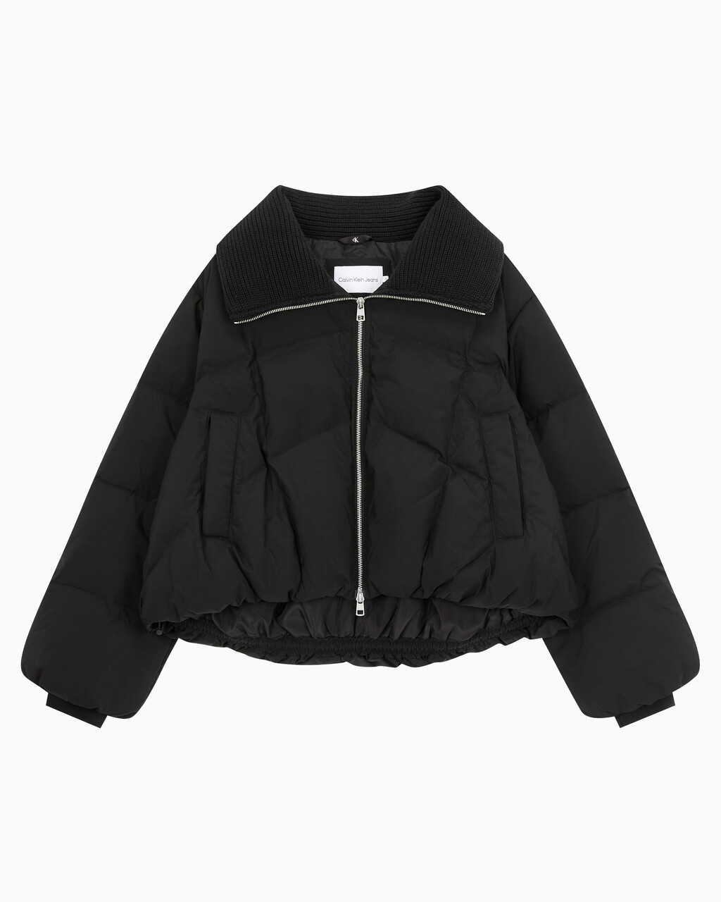 Buy 여성 숏다운 와이드넥 푸퍼 in color CK BLACK