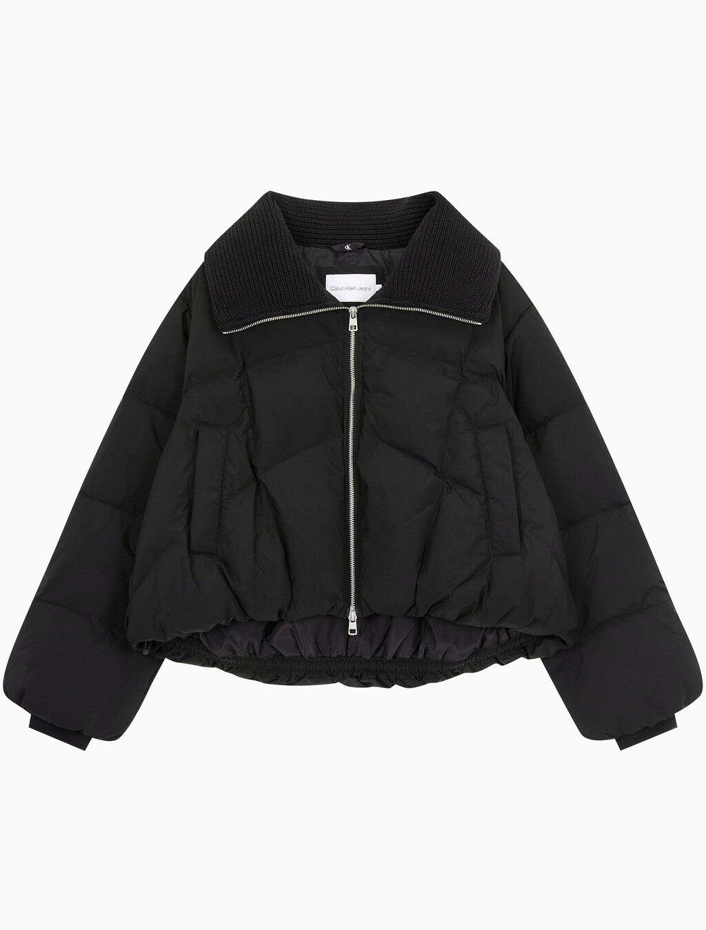 Buy 여성 숏다운 와이드넥 푸퍼 in color CK BLACK