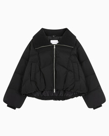 Buy 여성 숏다운 와이드넥 푸퍼 in color CK BLACK