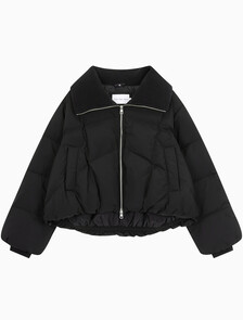 Buy 여성 숏다운 와이드넥 푸퍼 in color CK BLACK