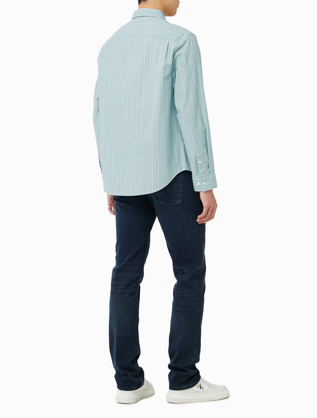 Buy 스트라이프 워시드 옥스포드 이지셔츠 in color Wild Green