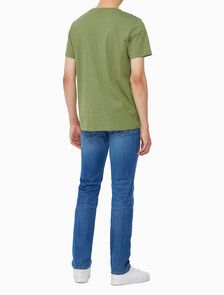 Buy 남성 레귤러핏 모노그램 엠브로이더리 로고 반팔 티셔츠  in color KHAKI