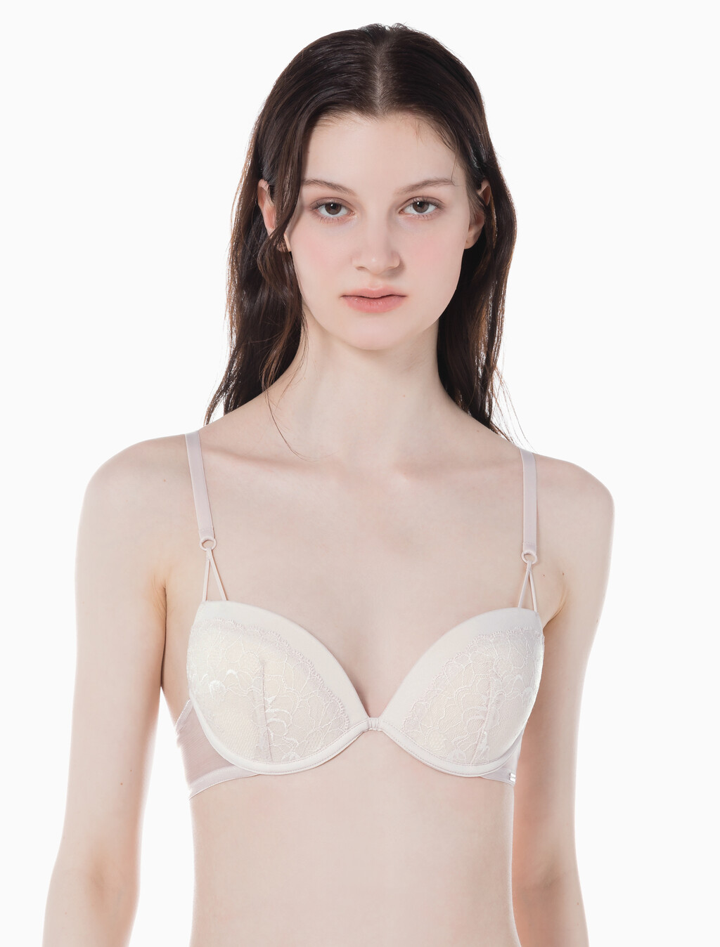 Buy 여성 CK 블랙 브라이덜 AF 플런지 푸쉬업 브라(ADD A SIZE) in color PINK IVORY